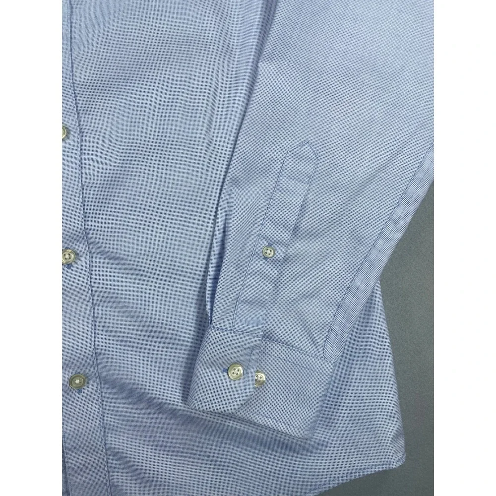 Banana Republic Dress Shirt Mens Non-Iron Slim Fit Blue Dusk Micro Check Medium